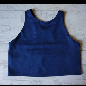 Women's Athleta Navy Blue Cropped Tank Top Sz M Excellent